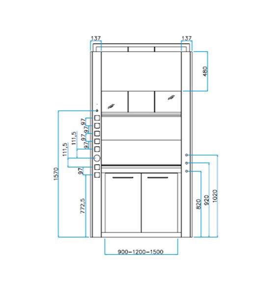 Sorbonne autoportante - en PVC - 1 guillotine à vitre fixe - L1865 x p1027 x H2300 mm
