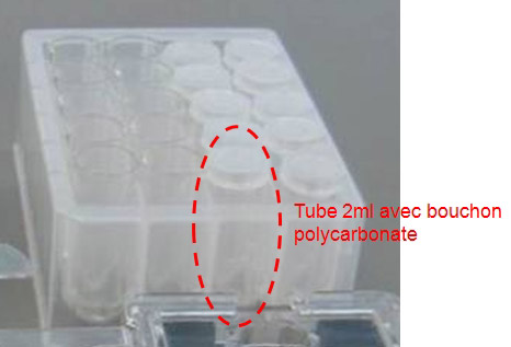 AX-SV-58 - Tubes à échantillon en polycarbonate avec bouchons (Lot de 100 tubes)