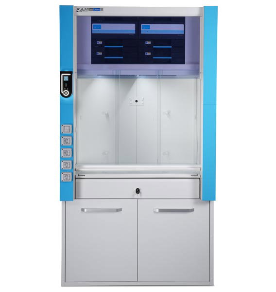 Sorbonne autoportante GFH - Classe M0 - 1 guillotine à 3 vitres coulissantes - L1565 x p965 x H2300 mm