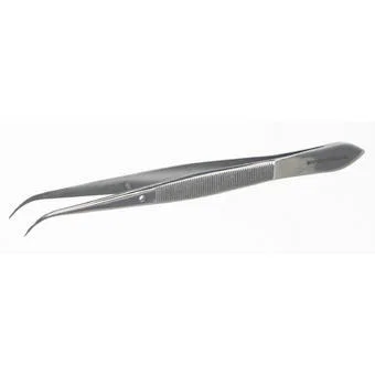 Pincette courbée pointue avec guide - inox 105 mm