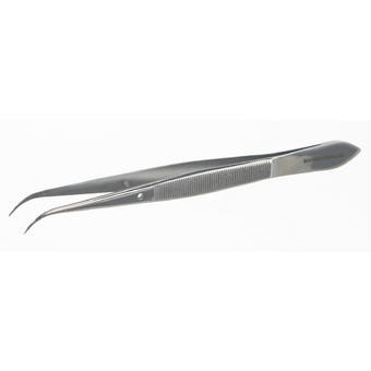 Pincette courbée pointue avec guide - inox 105 mm