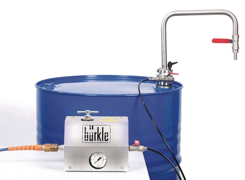 Pompe de prélèvement de solvants pour fûts, ATEX - Coude de sortie - Bürkle