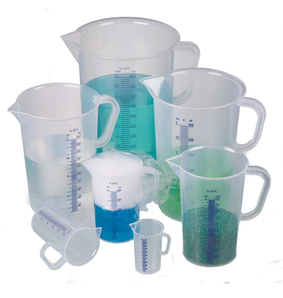 Bécher avec poignée en PP, graduations bleues - 500 ml - Bürkle
