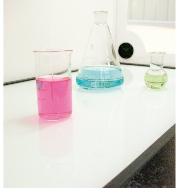 Plan de travail en verre émaillé trempé avec bac de rétention pour Hotte CAPTAIR Flex M 391 - Erlab