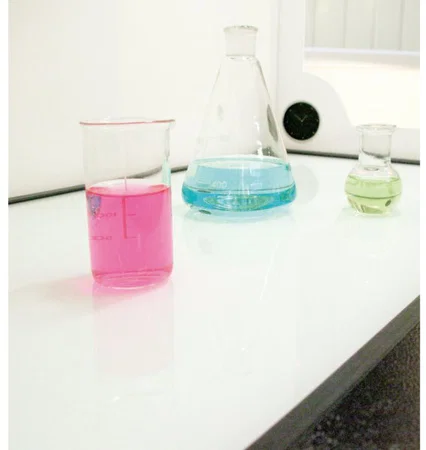 Plan de travail en verre émaillé trempé avec bac de rétention pour Hotte CAPTAIR Flex M 481 - Erlab