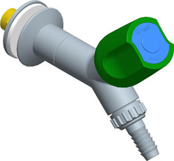 Robinet à 45° avec embout dévissable, profondeur de bec = 100 mm 
