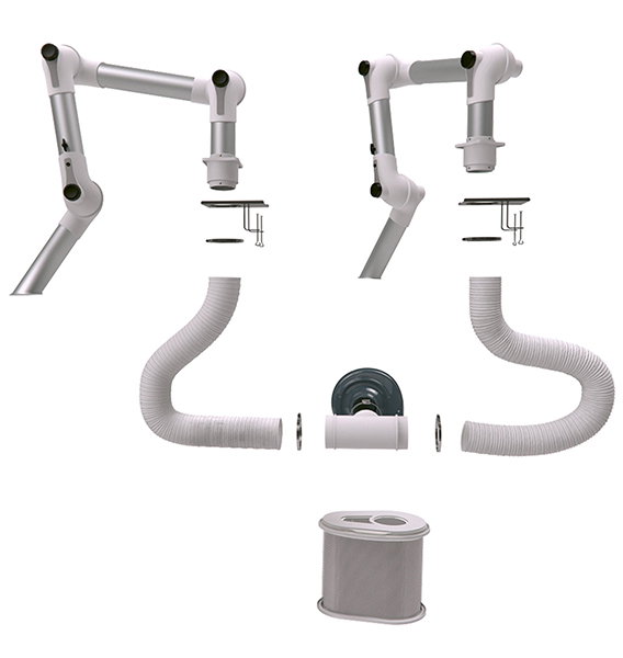 Kit complet d'extraction - Ø50mm - Filtre particules / gaz - Fumex