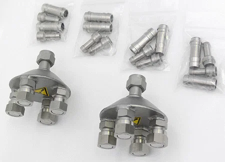 JUL-8970520 - Répartiteur en 4 (2 pièces), M16 x 1, avec connexion pour tuyau 8 mm ou 12 mm ou 1/2" Ø int - JULABO