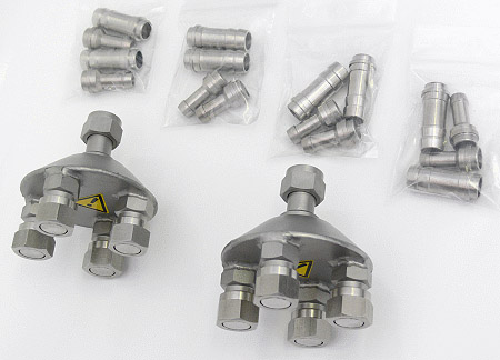 JUL-8970520 - Répartiteur en 4 (2 pièces), M16 x 1, avec connexion pour tuyau 8 mm ou 12 mm ou 1/2" Ø int - JULABO