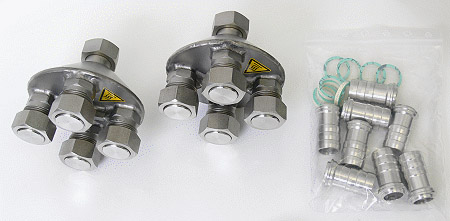 JUL-8970522 - Répartiteur en 4 (2 pièces), G3/4" Øint, avec connexion pour tuyau 3/4" Øint - JULABO