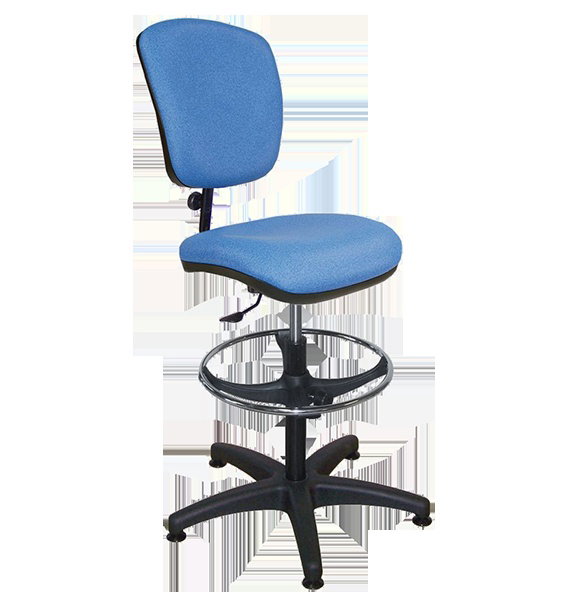 Chaise vinyle bleu - repose-pieds chromé - Kango