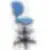 Chaise vinyle bleu - repose-pieds chromé - Kango