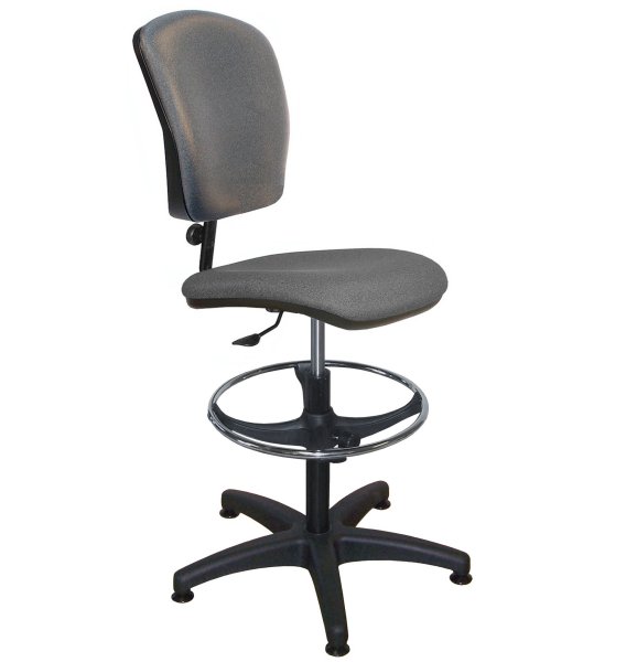 Chaise vinyle gris - repose-pieds chromé - Kango