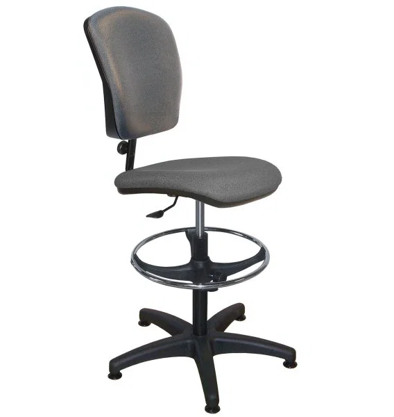 Chaise vinyle gris - repose-pieds chromé - Kango