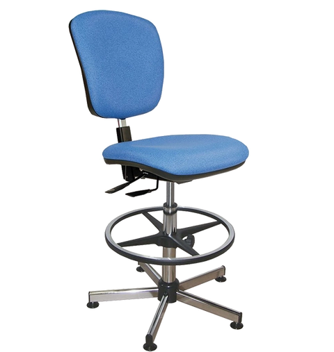 Chaise vinyle bleu asynchrone avec repose-pieds - Kango