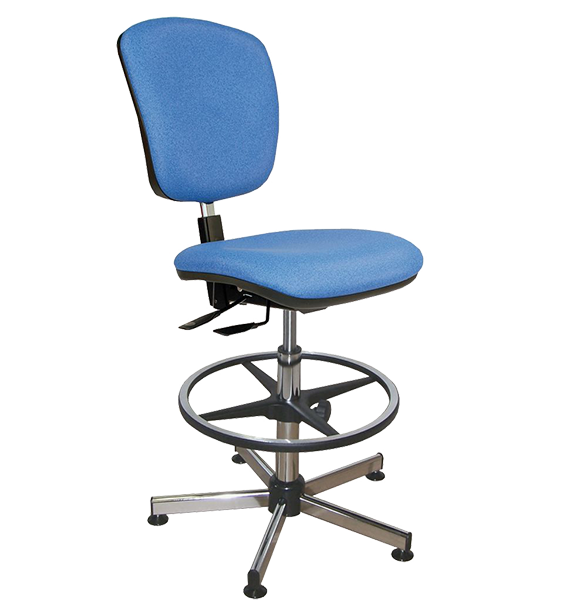 Chaise vinyle bleu asynchrone avec repose-pieds - Kango