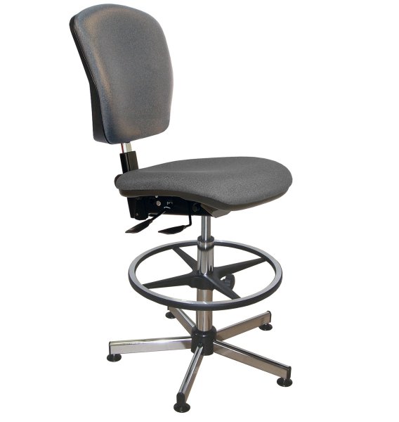 Chaise vinyle gris asynchrone avec repose-pieds - Kango