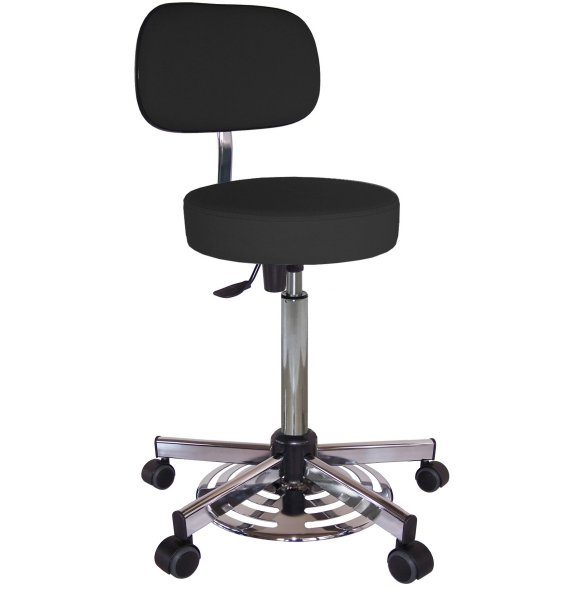 Chaise vinyle noir à roulettes - Kango