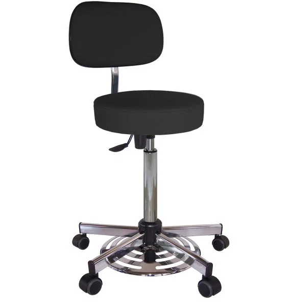 Chaise vinyle noir à roulettes - Kango