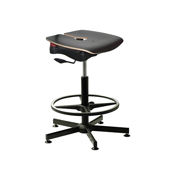 Tabouret professionnel Koncept Bois noir à patins - Kango