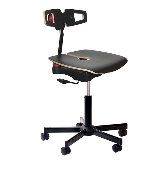 Chaise professionnelle noire Koncept Bois à roulettes - Kango