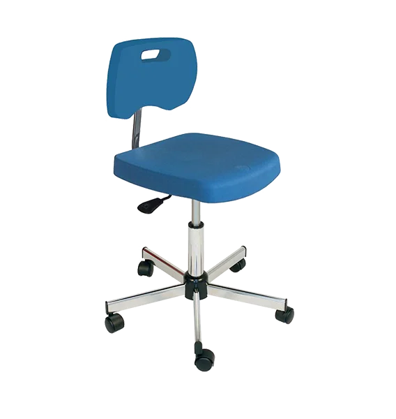 Chaise bleue polyuréthane confort avec roulettes - Kango