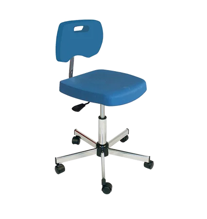 Chaise bleue polyuréthane confort avec roulettes - Kango