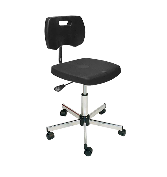 Chaise noire polyuréthane confort avec roulettes - Kango