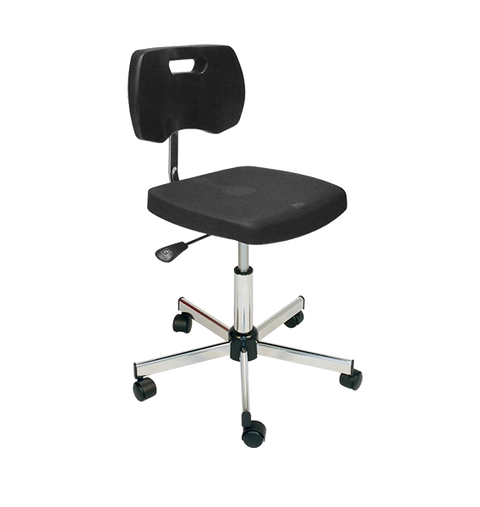 Chaise noire polyuréthane confort avec roulettes - Kango