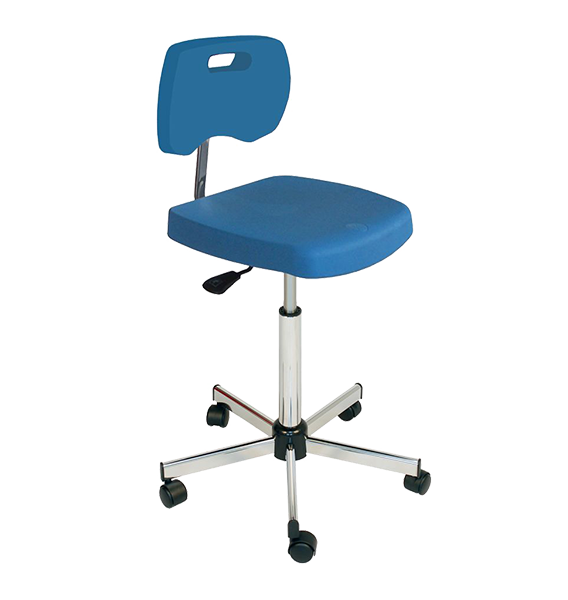 Chaise bleue haute polyuréthane confort avec roulettes - Kango