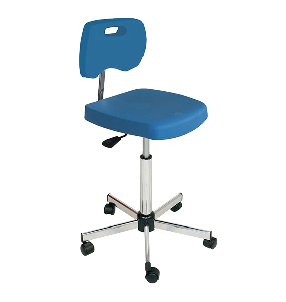 Chaise bleue haute polyuréthane confort avec roulettes - Kango