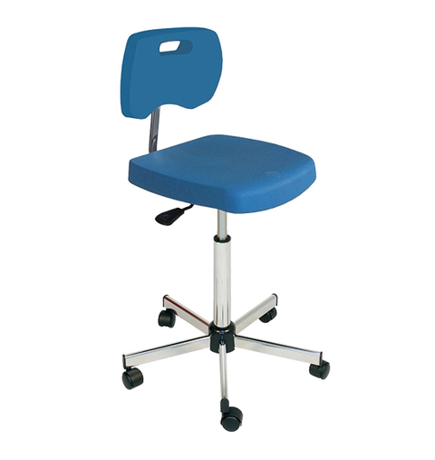 Chaise bleue haute polyuréthane confort avec roulettes - Kango