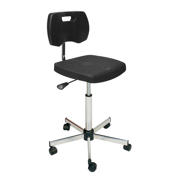 Chaise noire haute polyuréthane confort avec roulettes - Kango