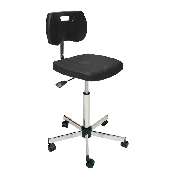 Chaise noire haute polyuréthane confort avec roulettes - Kango