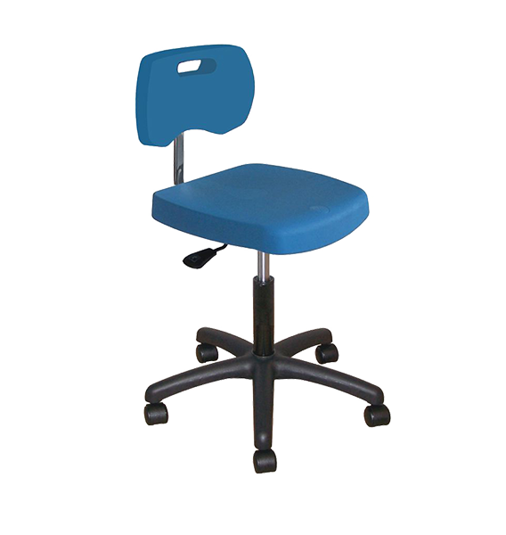 Chaise bleue polyuréthane confort avec roulettes - Kango
