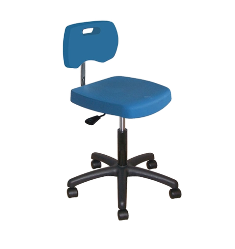Chaise bleue polyuréthane confort avec roulettes - Kango