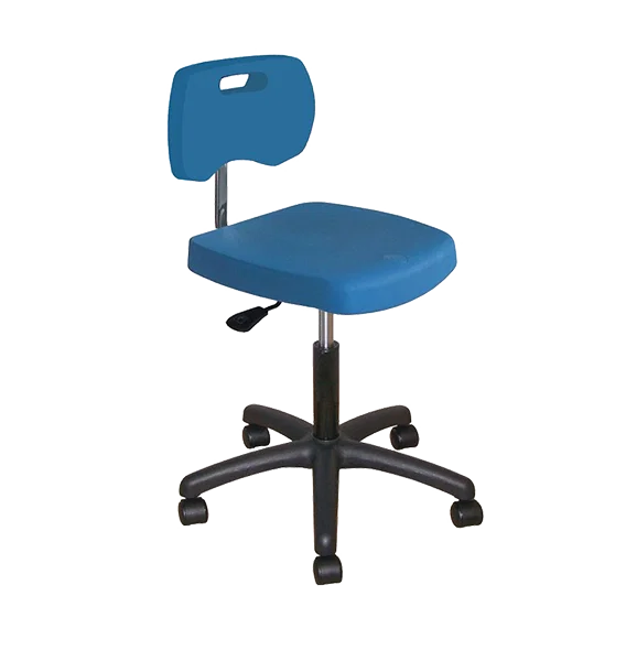 Chaise bleue polyuréthane confort avec roulettes - Kango