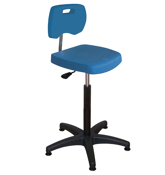 Chaise bleue haute polyuréthane confort à patins avec piétement polyamide - Kango
