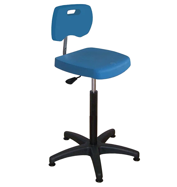 Chaise bleue haute polyuréthane confort à patins avec piétement polyamide - Kango