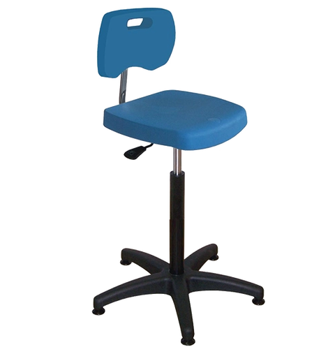 Chaise bleue haute polyuréthane confort à patins avec piétement polyamide - Kango