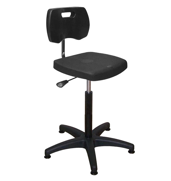 Chaise noire haute polyuréthane confort à patins avec piétement polyamide - Kango