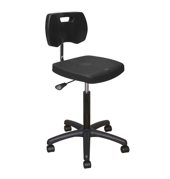 Chaise noire haute polyuréthane confort à roulettes avec piétement polyamide - Kango