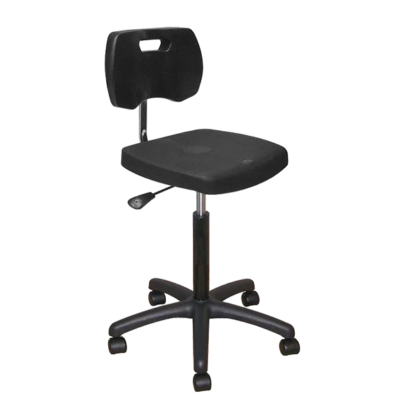 Chaise noire haute polyuréthane confort à roulettes avec piétement polyamide - Kango