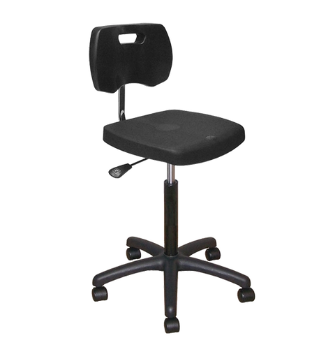Chaise noire haute polyuréthane confort à roulettes avec piétement polyamide - Kango