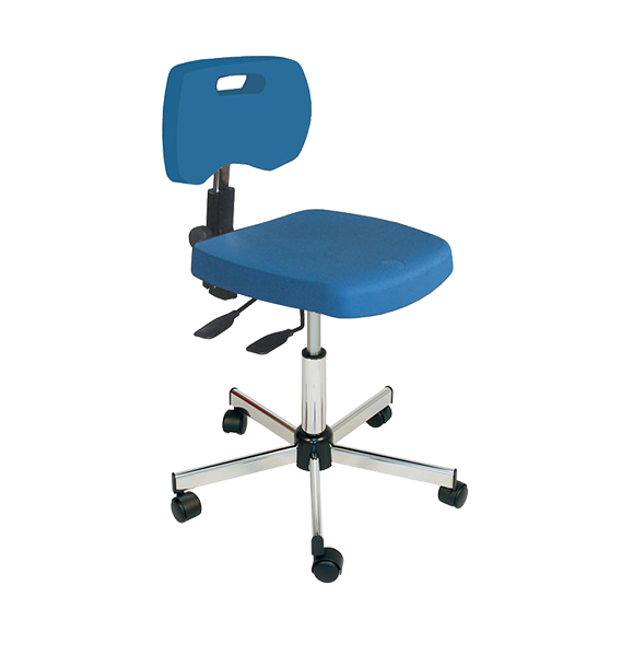 Chaise bleue professionnelle polyuréthane asynchrone à roulettes - Kango
