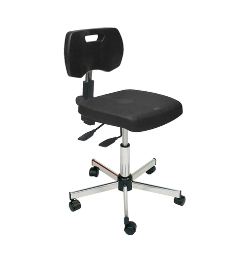 Chaise noire professionnelle polyuréthane asynchrone à roulettes - Kango