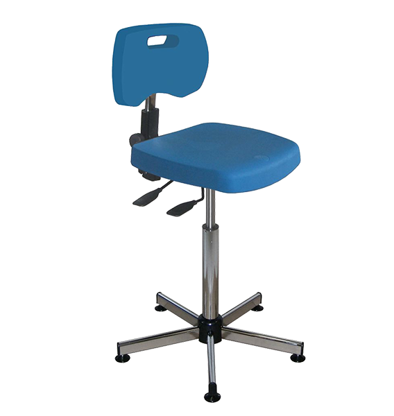 Chaise bleue polyuréthane confort asynchrone haute avec patins - Kango
