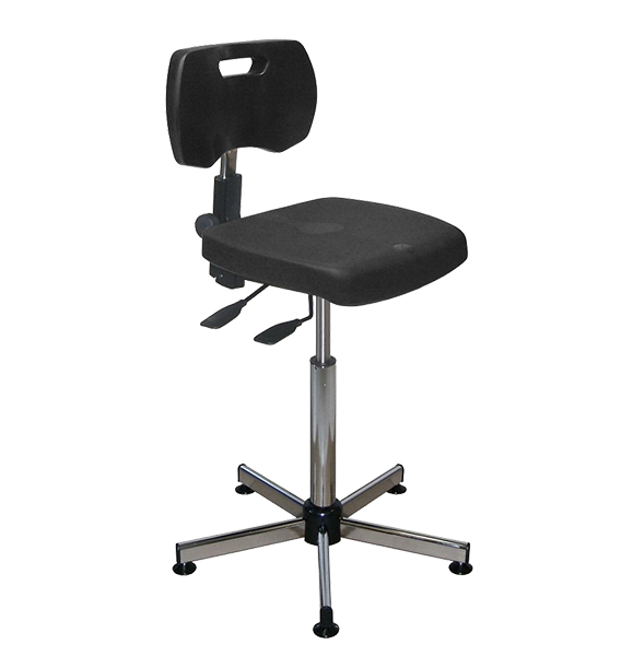 Chaise noire polyuréthane confort asynchrone haute avec patins - Kango