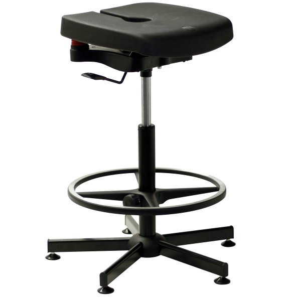 Tabouret polyuréthane noir Koncept avec repose-pieds - Kango