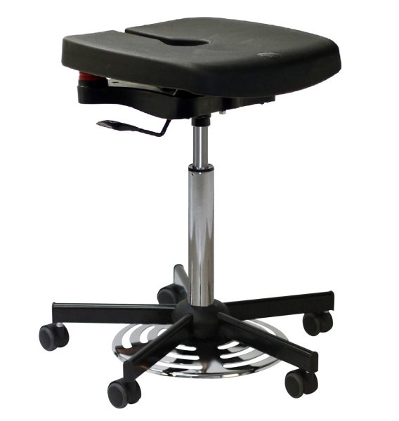 Tabouret polyuréthane noir à roulettes Koncept - Kango